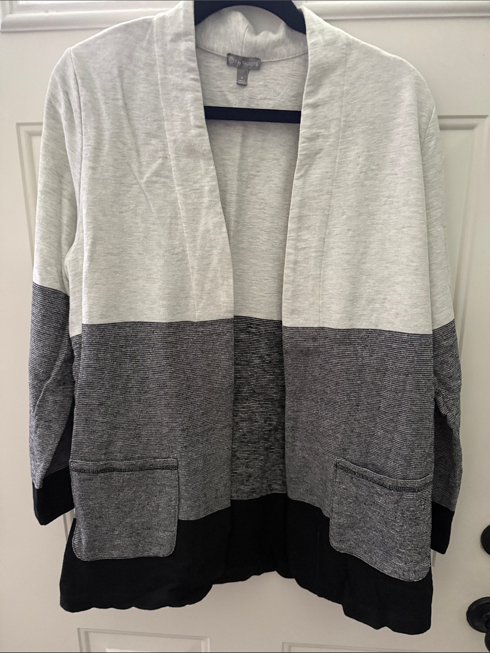 T by Talbots Open Front Cardigan - I Gray/Black
